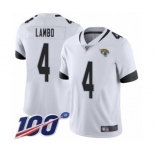 Men's Jacksonville Jaguars #4 Josh Lambo White Vapor Untouchable Limited Player 100th Season Football Jersey