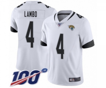 Men's Jacksonville Jaguars #4 Josh Lambo White Vapor Untouchable Limited Player 100th Season Football Jersey