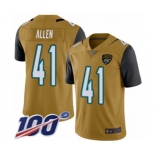 Men's Jacksonville Jaguars #41 Josh Allen Limited Gold Rush Vapor Untouchable 100th Season Football Jersey