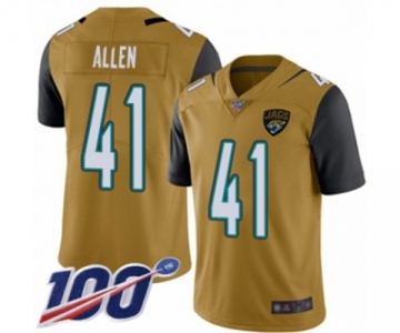 Men's Jacksonville Jaguars #41 Josh Allen Limited Gold Rush Vapor Untouchable 100th Season Football Jersey