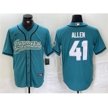 Men's Jacksonville Jaguars #41 Josh Allen Teal With Patch Cool Base Baseball Stitched Jersey