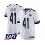 Men's Jacksonville Jaguars #41 Josh Allen White Vapor Untouchable Limited Player 100th Season Football Jersey