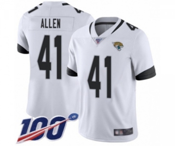 Men's Jacksonville Jaguars #41 Josh Allen White Vapor Untouchable Limited Player 100th Season Football Jersey