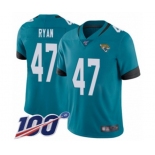 Men's Jacksonville Jaguars #47 Jake Ryan Teal Green Alternate Vapor Untouchable Limited Player 100th Season Football Jersey