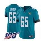 Men's Jacksonville Jaguars #65 Brandon Linder Teal Green Alternate Vapor Untouchable Limited Player 100th Season Football Jersey