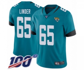 Men's Jacksonville Jaguars #65 Brandon Linder Teal Green Alternate Vapor Untouchable Limited Player 100th Season Football Jersey