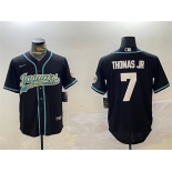 Men's Jacksonville Jaguars #7 Brian Thomas Jr Black With Patch Cool Base Stitched Baseball Jersey