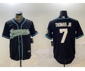 Men's Jacksonville Jaguars #7 Brian Thomas Jr Black With Patch Cool Base Stitched Baseball Jersey