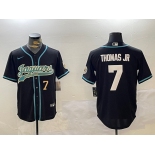 Men's Jacksonville Jaguars #7 Brian Thomas Jr Black With Patch Cool Base Stitched Baseball Jerseys