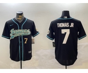 Men's Jacksonville Jaguars #7 Brian Thomas Jr Black With Patch Cool Base Stitched Baseball Jerseys