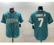 Men's Jacksonville Jaguars #7 Brian Thomas Jr Teal With Patch Cool Base Stitched Baseball Jerseys