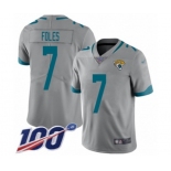 Men's Jacksonville Jaguars #7 Nick Foles Silver Inverted Legend Limited 100th Season Football Jersey