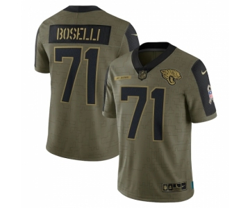 Men's Jacksonville Jaguars #71 Tony Boselli Nike Olive 2021 Salute To Service Retired Player Limited Jersey