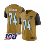 Men's Jacksonville Jaguars #74 Cam Robinson Limited Gold Rush Vapor Untouchable 100th Season Football Jersey