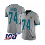 Men's Jacksonville Jaguars #74 Cam Robinson Silver Inverted Legend Limited 100th Season Football Jersey