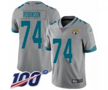 Men's Jacksonville Jaguars #74 Cam Robinson Silver Inverted Legend Limited 100th Season Football Jersey