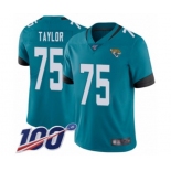 Men's Jacksonville Jaguars #75 Jawaan Taylor Teal Green Alternate Vapor Untouchable Limited Player 100th Season Football Jersey