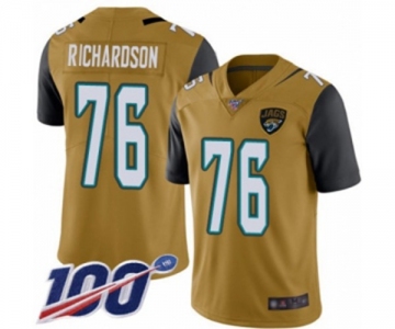 Men's Jacksonville Jaguars #76 Will Richardson Limited Gold Rush Vapor Untouchable 100th Season Football Jersey