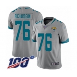 Men's Jacksonville Jaguars #76 Will Richardson Silver Inverted Legend Limited 100th Season Football Jersey