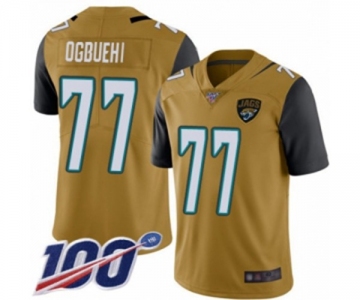 Men's Jacksonville Jaguars #77 Cedric Ogbuehi Limited Gold Rush Vapor Untouchable 100th Season Football Jersey