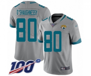 Men's Jacksonville Jaguars #80 James O'Shaughnessy Silver Inverted Legend Limited 100th Season Football Jersey