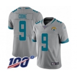 Men's Jacksonville Jaguars #9 Logan Cooke Silver Inverted Legend Limited 100th Season Football Jersey