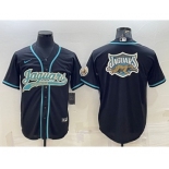 Men's Jacksonville Jaguars Black Team Big Logo With Patch Cool Base Stitched Baseball Jersey