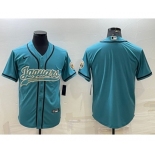 Men's Jacksonville Jaguars Blank Teal With Patch Cool Base Stitched Baseball Jersey