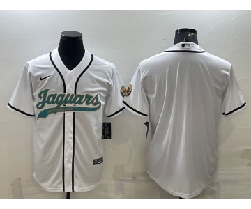 Men's Jacksonville Jaguars Blank White With Patch Cool Base Stitched Baseball Jersey