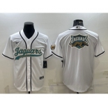 Men's Jacksonville Jaguars White Team Big Logo With Patch Cool Base Stitched Baseball Jersey