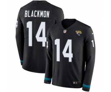 Men's Nike Jacksonville Jaguars #14 Justin Blackmon Limited Black Therma Long Sleeve NFL Jersey