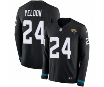 Men's Nike Jacksonville Jaguars #24 T.J. Yeldon Limited Black Therma Long Sleeve NFL Jersey