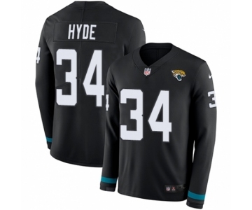 Men's Nike Jacksonville Jaguars #34 Carlos Hyde Limited Black Therma Long Sleeve NFL Jersey