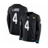 Men's Nike Jacksonville Jaguars #4 Josh Lambo Limited Black Therma Long Sleeve NFL Jersey