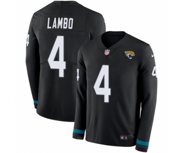 Men's Nike Jacksonville Jaguars #4 Josh Lambo Limited Black Therma Long Sleeve NFL Jersey