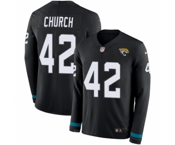 Men's Nike Jacksonville Jaguars #42 Barry Church Limited Black Therma Long Sleeve NFL Jersey