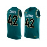 Men's Nike Jacksonville Jaguars #42 Barry Church Limited Teal Green Player Name & Number Tank Top NFL Jersey