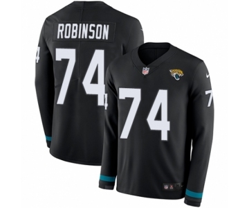 Men's Nike Jacksonville Jaguars #74 Cam Robinson Limited Black Therma Long Sleeve NFL Jersey