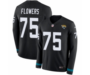 Men's Nike Jacksonville Jaguars #75 Ereck Flowers Limited Black Therma Long Sleeve NFL Jersey