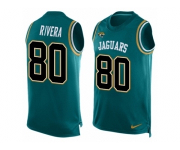 Men's Nike Jacksonville Jaguars #80 Mychal Rivera Limited Teal Green Player Name & Number Tank Top NFL Jersey