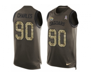 Men's Nike Jacksonville Jaguars #90 Stefan Charles Limited Green Salute to Service Tank Top NFL Jersey