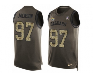 Men's Nike Jacksonville Jaguars #97 Malik Jackson Limited Green Salute to Service Tank Top NFL Jersey