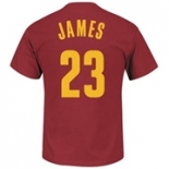 Mens Cleveland Cavaliers LeBron James Majestic Wine Player Name and Number T-Shirt-2