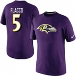 Nike Baltimore Ravens 5 Flacco Name & Number T-Shirt- Purple