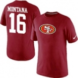 Nike San Francisco 49ers 16 Montana Name & Number T-Shirt Red