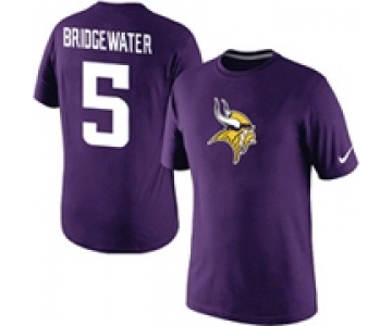 Teddy Bridgewater Minnesota Vikings 5 Nike Player Name & Number T-Shirt Purple