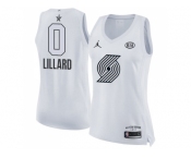 Women Nike Portland Trail Blazers #0 Damian Lillard White NBA Jordan Swingman 2018 All-Star Game Jersey