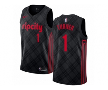 Women Nike Portland Trail Blazers #1 Evan Turner Swingman Black NBA Jersey - City Edition