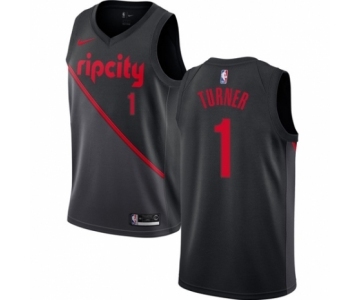 Women's Nike Portland Trail Blazers #1 Evan Turner Swingman Black NBA Jersey - 2018-19 City Edition