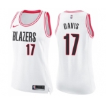 Women's Nike Portland Trail Blazers #17 Ed Davis Swingman White Pink Fashion NBA Jersey